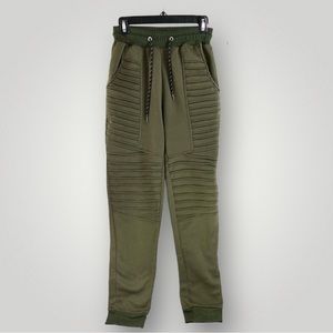 Unbranded Olive Green Embellished Drawstring Elastic Waist Joggers Slim Fit Sz S